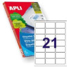 (02414) APLI ETIQUETAS ADHESIVAS 63,5X38,1MM INKJET/LÁSER C/ROMOS 21 X 100H BLANCO