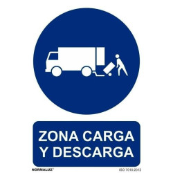 (6173-17 AZ) ARCHIVO 2000 SEÑAL DE AVISO "ZONA DE CARGA Y DESCARGA" 210X300MM PP AZUL/BLANCO