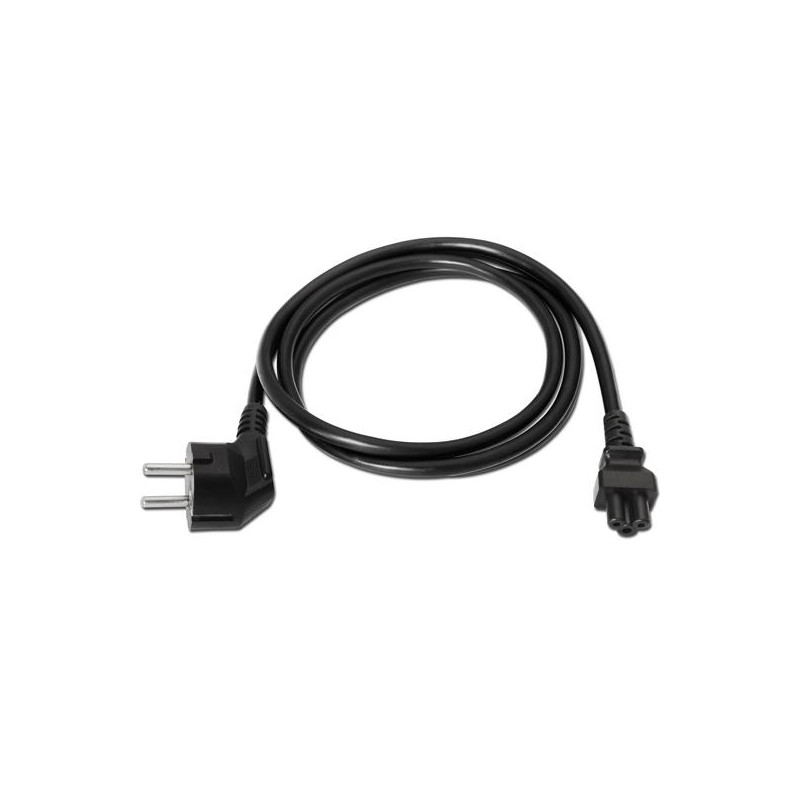 (A132-0172) AISENS CABLE ALIMENTACIÓN TRÉBOL CEE7 ACODADO/M - C5/H NEGRO 1