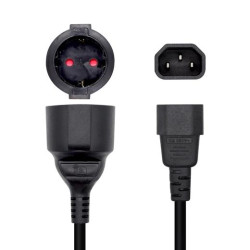 (A132-0467) AISENS CABLE ALIMENTACIÓN 16A ADAPTADOR PARA SAIS C14/M A CEE7/H 25CM NEGRO