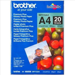 (BP71GA4) BROTHER PAPEL FOTOGRÁFICO GLOSSY PREMIUM A4 260GR INKJET PAQUETE 20H BLANCO BRILLO