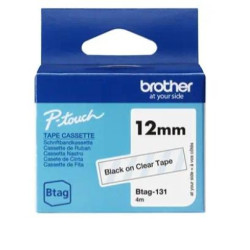 (BTAG131) BROTHER CINTA DOMÉSTICA BTAG NEGRO SOBRE TRANSPARENTE - PTN10, PTN20, PTN25BT - 12MMX4M