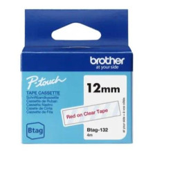 (BTAG132) BROTHER CINTA DOMÉSTICA BTAG ROJO SOBRE TRANSPARENTE - PTN10, PTN20, PTN25BT - 12MMX4M