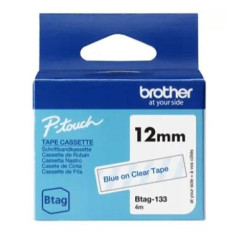 (BTAG133) BROTHER CINTA DOMÉSTICA BTAG AZUL SOBRE TRANSPARENTE - PTN10, PTN20, PTN25BT - 12MMX4M