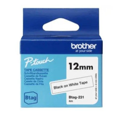 (BTAG231) BROTHER CINTA DOMÉSTICA BTAG NEGRO SOBRE BLANCO - PTN10, PTN20, PTN25BT - 12MMX4M