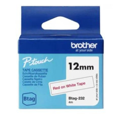 (BTAG232) BROTHER CINTA DOMÉSTICA BTAG ROJO SOBRE BLANCO - PTN10, PTN20, PTN25BT - 12MMX4M