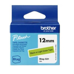 (BTAGG31) BROTHER CINTA DOMÉSTICA BTAG NEGRO SOBRE VERDE - PTN10, PTN20, PTN25BT - 12MMX4M