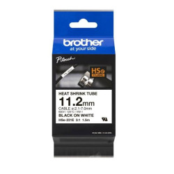 (HSE231E) BROTHER CINTA TUBO TERMORRETRACTIL TEXTO NEGRO SOBRE BLANCO DE 11,2MMX1,5M