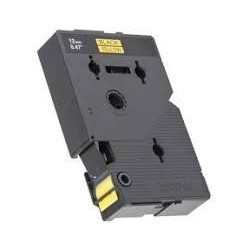 (TC601) BROTHER CINTA ROTULADORA LAMINADA TEXTO NEGRO SOBRE AMARILLO DE 12MMX7,7M