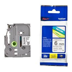 (TZE211) BROTHER CINTA ROTULADORA LAMINADA TEXTO NEGRO SOBRE BLANCO - 6MMX8M