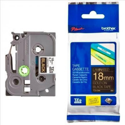 (TZE344) BROTHER CINTA ROTULADORA LAMINADA TEXTO DORADO SOBRE NEGRO - 18MMX8M