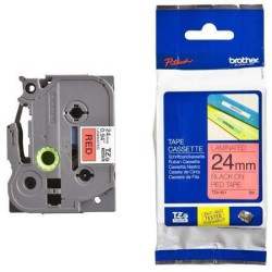 (TZE451) BROTHER CINTA ROTULADORA LAMINADA TEXTO NEGRO SOBRE ROJO - 24MMX8M