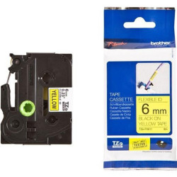(TZEFX611) BROTHER CINTA ROTULADORA LAMINADA FLEXIBLE TEXTO NEGRO SOBRE AMARILLO - 6MMX8M