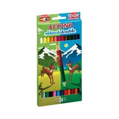 (AL000169) ALPINO LÁPICES DE COLORES DOUBLE 177MM DOBLE PUNTA Y COLOR SURTIDOS ESTUCHE 12 UD