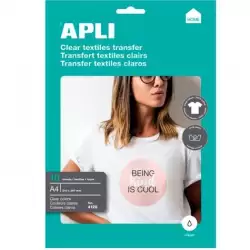 (04128) APLI PAPEL TRANSFER A4 PRENDAS BLANCAS INKJET PAQUETE 10H