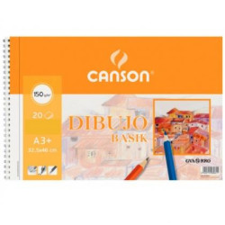 (C200400694) CANSON BLOC DIBUJO BASIK ESPIRAL 20H A3+ 150GR MICROPERFORADO PACK 10 UD BLANCO NATURAL