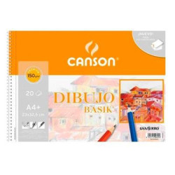 (C200400695) CANSON BLOC DIBUJO BASIK ESPIRAL 20H A4+ 150GR MICROPERFORADO PACK 10 UD BLANCO NATURAL