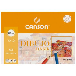 (C200403159) CANSON MINIPACK DIBUJO BASIK 10 HOJAS LISO 130 GR. 29,7X42CM -SOBRE UNITARIO-