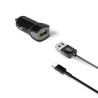 (CCUSBTYPEC) CELLY CARGADOR DE COCHE USB + CABLE USB - USB-C 12W NEGRO