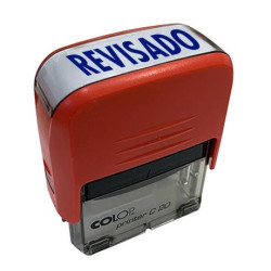 (500703A) COLOP SELLO PRINTER C20 FORMULA " REVISADO " ALMOHADILLA E/20 14X38MM AZUL