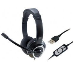 (POLONA01B) CONCEPTRONIC AURICULARES USB MICROFONO FLEXIBLE CONTROL VOLUMEN NEGRO/BLANCO