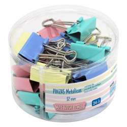 (50985) DOHE PINZAS METÁLICAS 32MM BOTE EXPOSITOR 24 C/SURTIDOS PASTEL