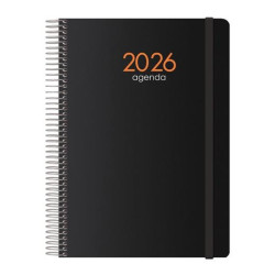 (11622-2026) DOHE AGENDA ANUAL SYNCRO ESPIRAL 15X21CM SV CIERRE C/GOMA PP NEGRO 2026