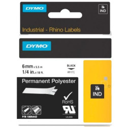 (1805442) DYMO RHINO CINTA  ID1-6, NEGRO SOBRE BLANCO, 6MMX5´5M, POLIÉSTER