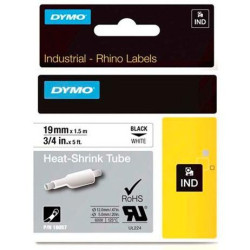 (18057) DYMO RHINO CINTA  ID1-19, NEGRO SOBRE BLANCO 19MMX1´5M, TUBO TERMORRETRACTIL (S0718330)