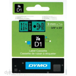 (S0720740) DYMO CINTA DE TRANSFERENCIA TERMICA D1 40919. NEGRO SOBRE VERDE DE 9MMX7M. POLIESTER AUTOADHESIVA