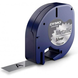 (S0721730) DYMO CINTA 91208, NEGRO / PLATA METALIZADA DE 12MMX4M, DE PLÁSTICO. ROTULADORA LETRATAG