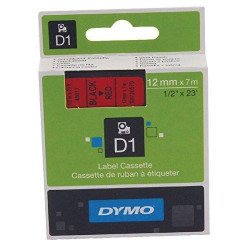 (S0720570) DYMO CINTA DE TRANSFERENCIA TERMCA D1 45017. ETIQUETAS ESTÁNDAR NEGRO SOBRE ROJO DE 12MMX7M. POLIESTER AUTOADHES...