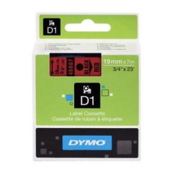 (S0720870) DYMO CINTA DE TRANSFERENCIA TÉRMICA D1 45807. ETIQUETAS ESTÁNDAR NEGRO SOBRE ROJO DE 19MMX7M. POLIESTER AUTOADHE...