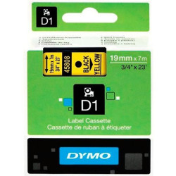 (S0720880) DYMO CINTA DE TRANSFERENCIA TERMICA D1-19 45808, ETIQUETAS ESTÁNDAR NEGRO SOBRE AMARILLO DE 19MMX7M. POLIESTER A...