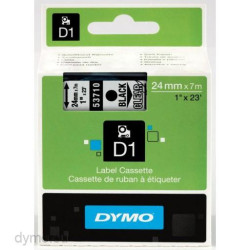 (S0720920) DYMO CINTA DE TRANSFERENCIA TERMICA D1 53710. ETIQUETAS ESTÁNDAR NEGRO SOBRE TRANSPARENTE DE 24MMX7M. POLIESTER ...