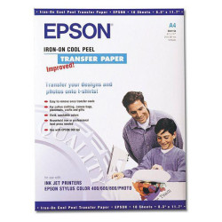 (C13S041154) EPSON PAPEL TRANSFER IRON-ON COOL PEEL, TRANSFERENCIA SOBRE TELA A4, 10 HOJAS DE 124G.