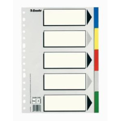 (11609) ESSELTE SEPARADORES 5 POSICIONES FOLIO PP COLORES CON CARÁTULA ÍNDICE CARTÓN BLANCO / NEGRO