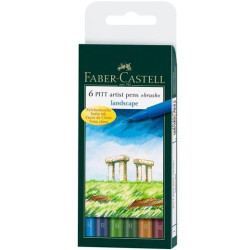 (167105) FABER CASTELL ROTULADORES PITT ARTIST PEN BRUSH PUNTA PINCEL PAISAJE C/SURTIDOS ESTUCHE 6 UD