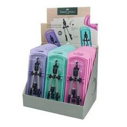 (32722-8-D-P) FABER CASTELL COMPÁS ARTICULADO DE AJUSTE RÁPIDO Y ADAPTADOR UNIVERSAL 17MCM C/RECAMBIO PASTEL COLORES SURTIDOS
