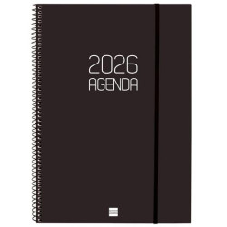 (742786026) FINOCAM AGENDA ESPIRAL OPAQUE E40-210X297MM SVH TAPA PP NEGRO 2026