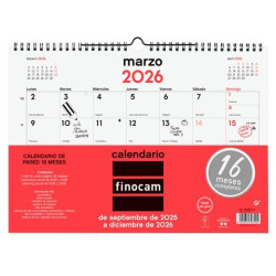 (782020026) FINOCAM CALENDARIO DE PARED 16 MESES L-340X240MM MV NEUTRO 2025-2026
