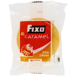 (75003300) FIXO CINTA ADHESIVA TRANSPARENTE CARAMEL ROLLO 19MM X 33M EN BOLSITA