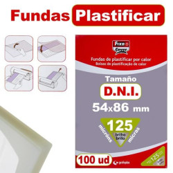 (01021400) FIXO FUNDAS DE PLASTIFICAR DNI FIXOCOVER 125 MICRAS 54X86MM BRILLO PACK 100 UD