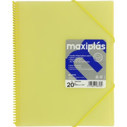 (39832094) GRAFOPLÁS CARPETA CON FUNDAS MAXIPLÁS ESPIRAL A4 20 FUNDAS C/SOBRE PP RÍGIDO TRANSLÚCIDO AMARILLO SOFT