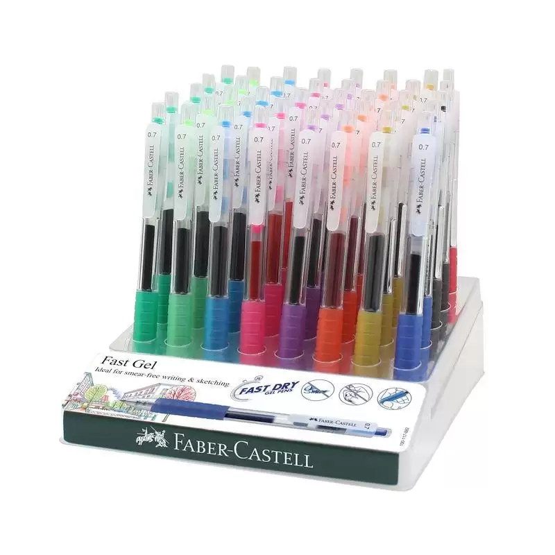 (640141) FABER CASTELL BOLÍGRAFO ROLLER FAST GEL GRIP 0.7MM C/SURTIDOS EXPOSITOR 40 UD