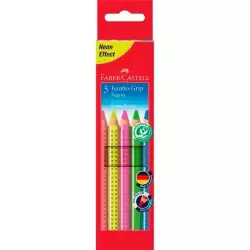 (110994) FABER CASTELL LÁPICES DE COLORES JUMBO GRIP C/SURTIDOS NEÓN ESTUCHE 5 UD