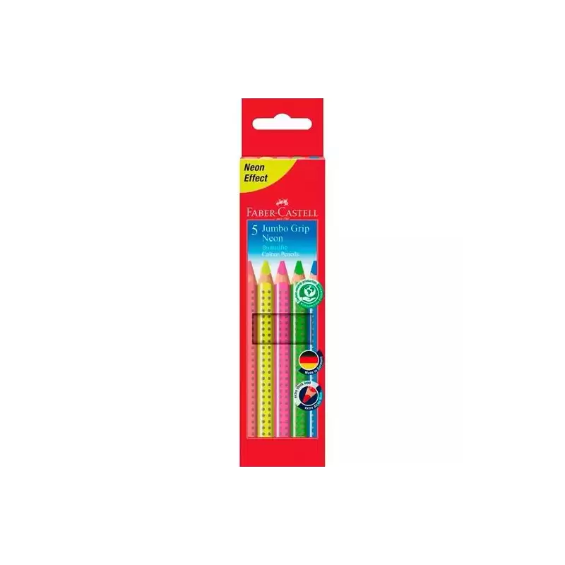 (110994) FABER CASTELL LÁPICES DE COLORES JUMBO GRIP C/SURTIDOS NEÓN ESTUCHE 5 UD