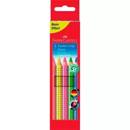 (110994) FABER CASTELL LÁPICES DE COLORES JUMBO GRIP C/SURTIDOS NEÓN ESTUCHE 5 UD