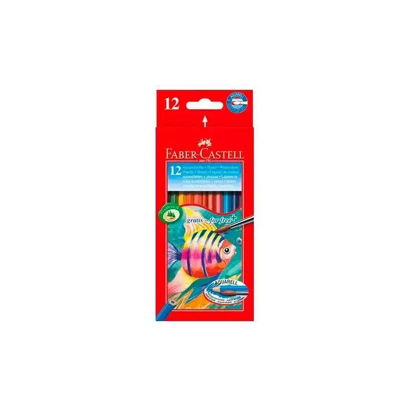 (114413) FABER CASTELL LÁPICES DE COLORES ACUARELABLES CLASSIC + PINCEL C/SURTIDOS ESTUCHE 12 UD