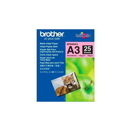 (BP60MA3) BROTHER PAPEL FOTOGRÁFICO A3 145GR INKJET PAQUETE 25H BLANCO MATE